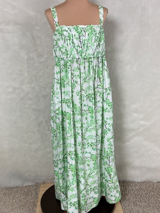 J. Crew Dresses & Skirts - J. Crew Sleeveless Gathered Tank Midi Dress Lime Green Cherry Blossoms NWT 16